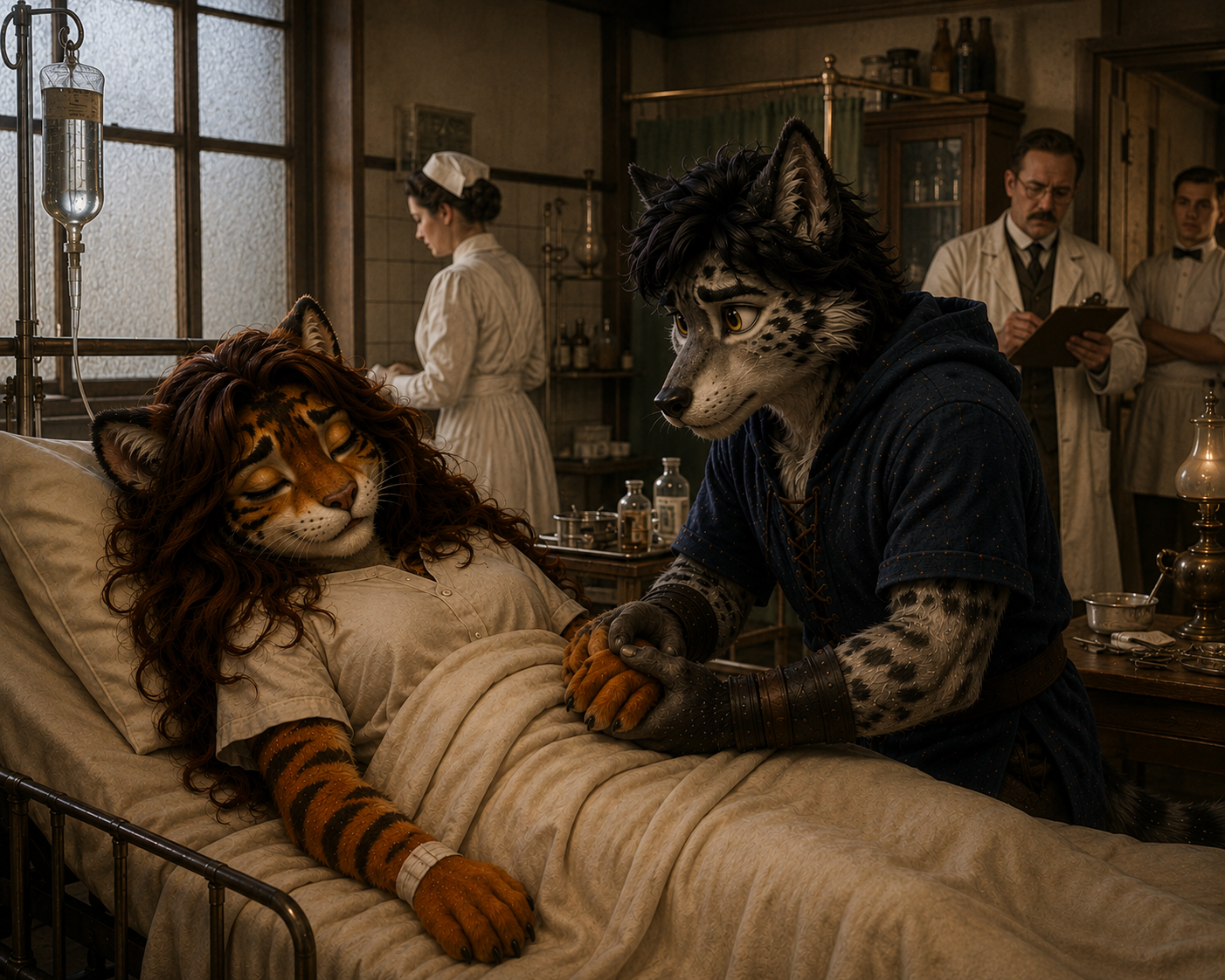Komatsu at Kitara's bedside during her illness